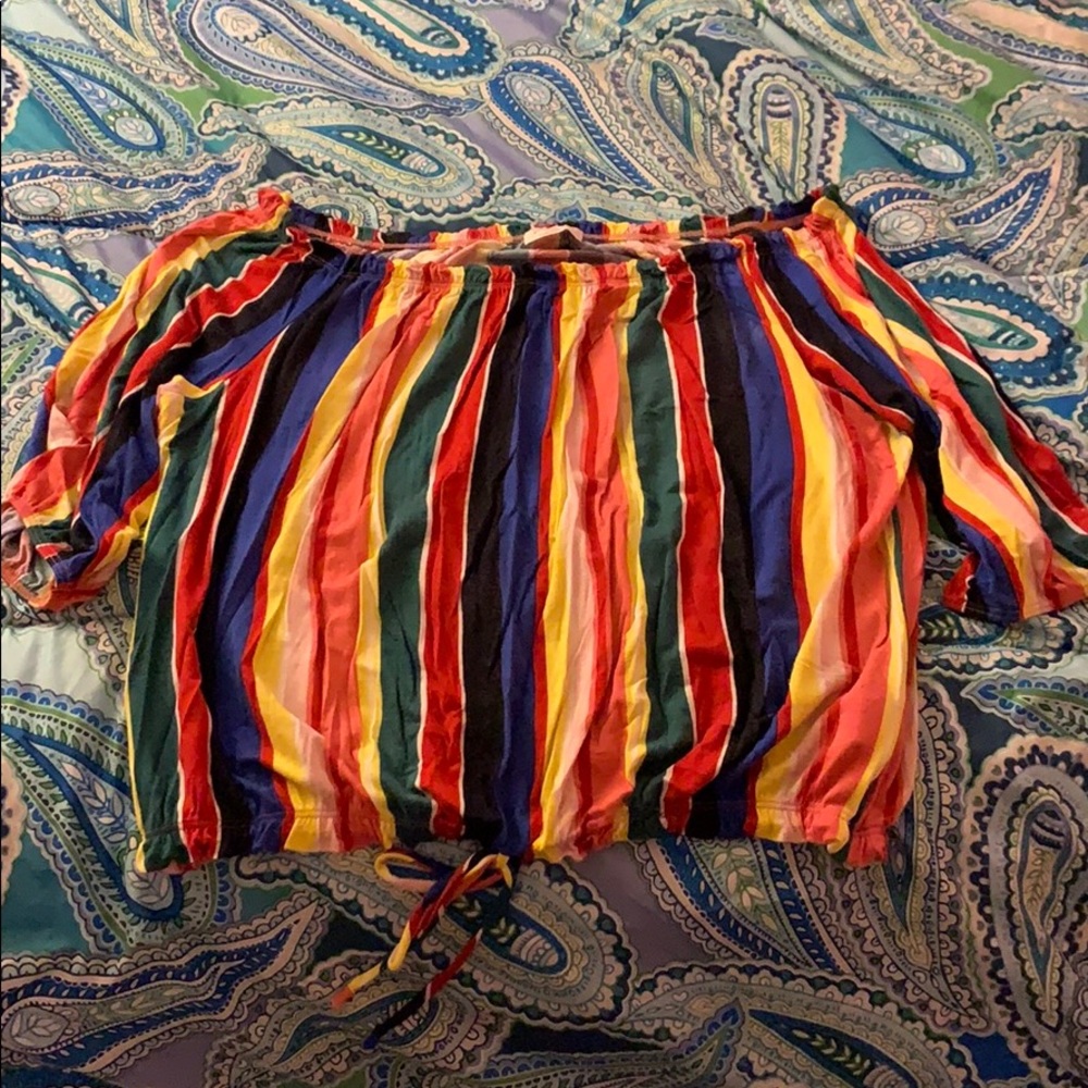 Strapless colorful cotton shirt